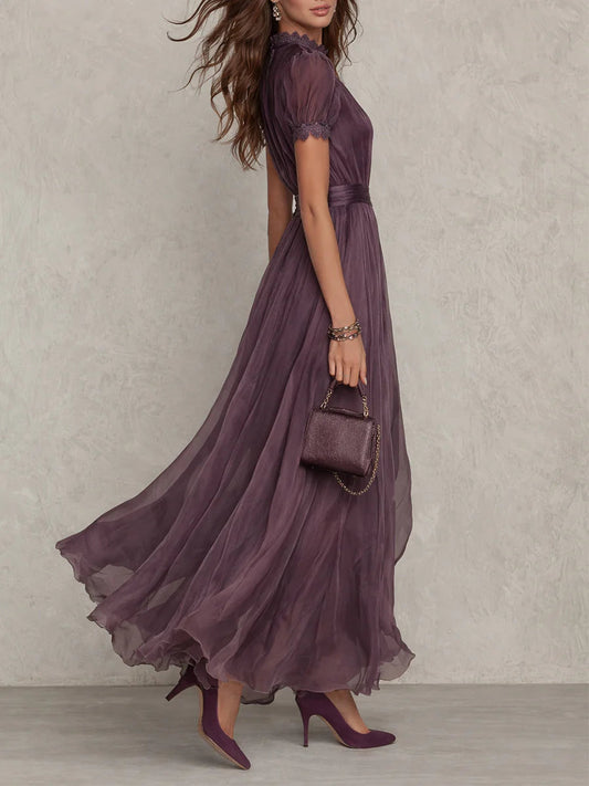 Sara | Vestido largo violeta con escote