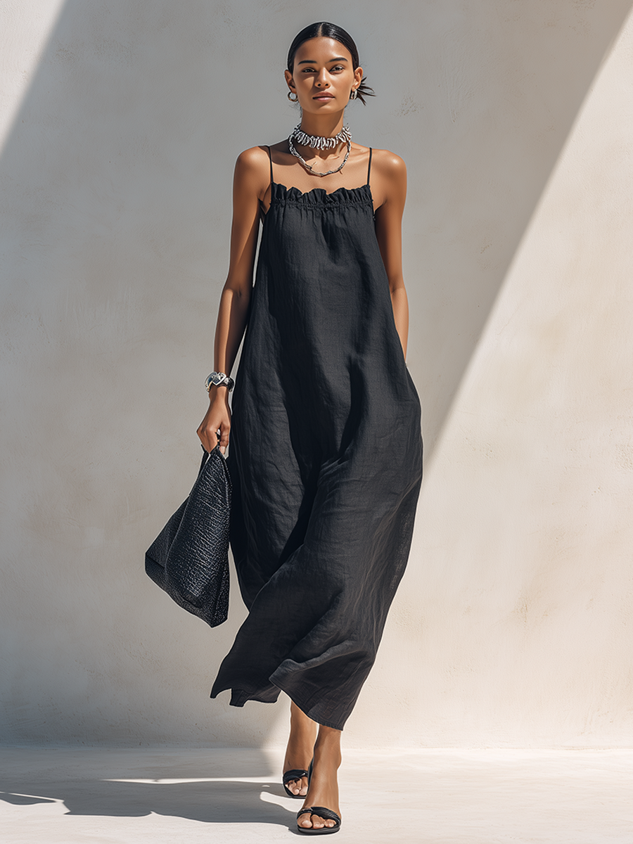 Alessandra | Abito Maxi Minimalista Nero