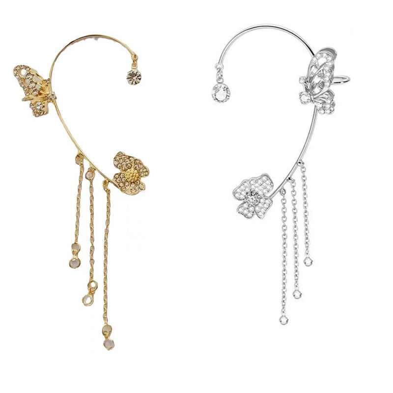 Ada | Orecchini a Clip con Farfalle e Fiori