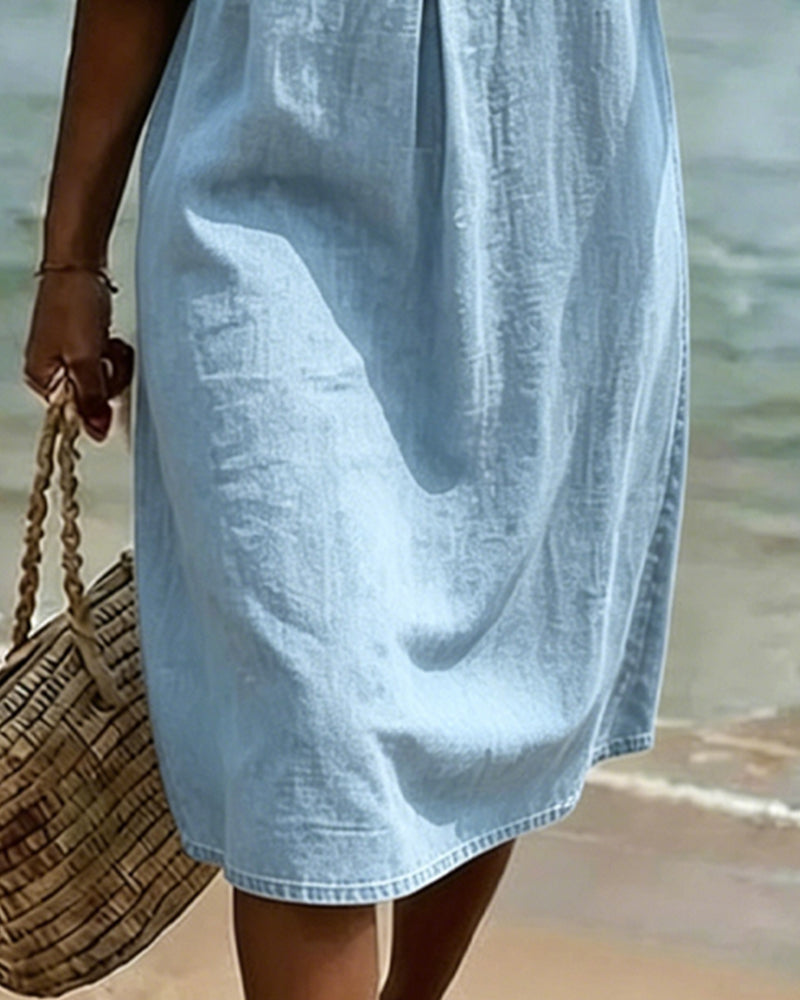 Allegra | Abito Denim Manica con Rouches