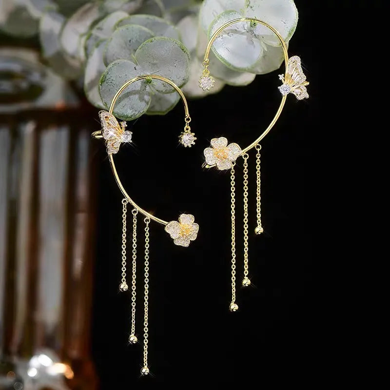 Ada | Orecchini a Clip con Farfalle e Fiori