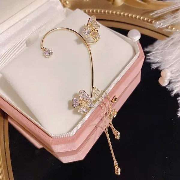 Ada | Orecchini a Clip con Farfalle e Fiori