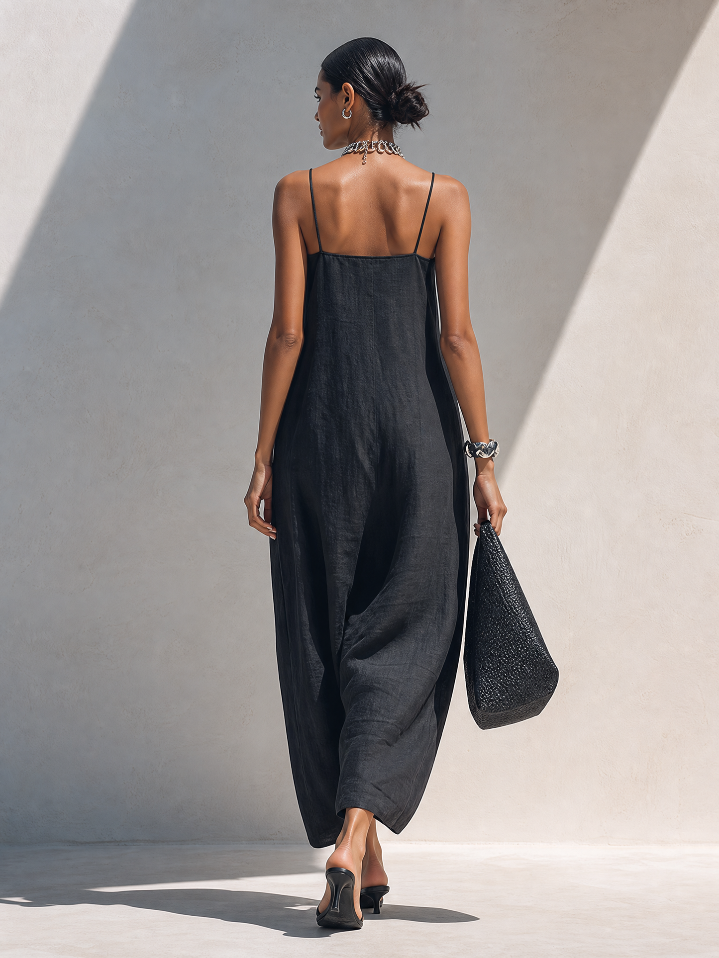Alessandra | Abito Maxi Minimalista Nero