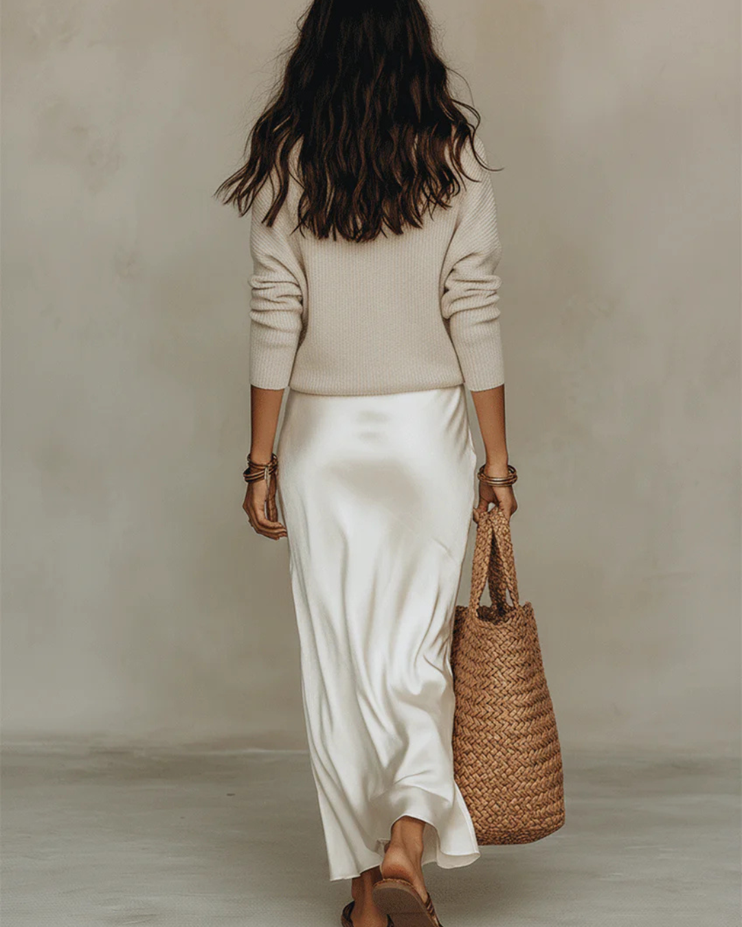 Ludovica | Abito Midi Satinato con Maglione