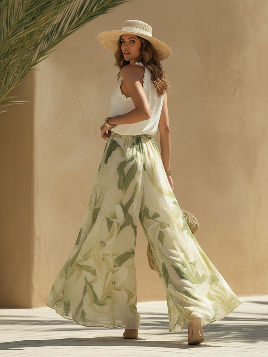 Valeria | Completo Fluido Stampa Gigli Elegante