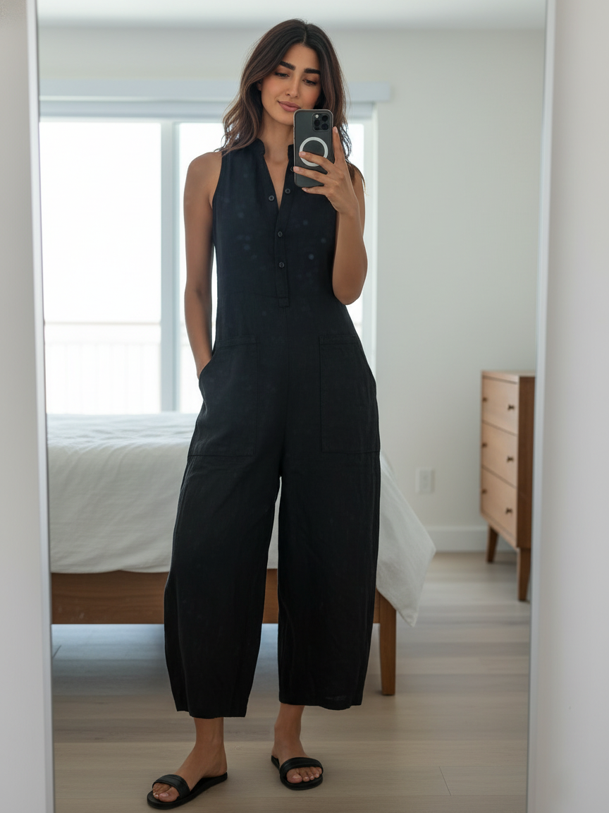 Bianca | Tuta Minimal Senza Maniche
