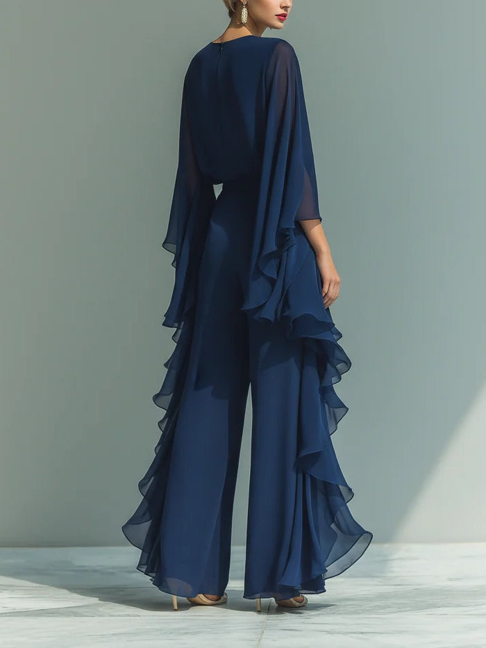 Gaia | Completo Elegante in Chiffon con Rouches