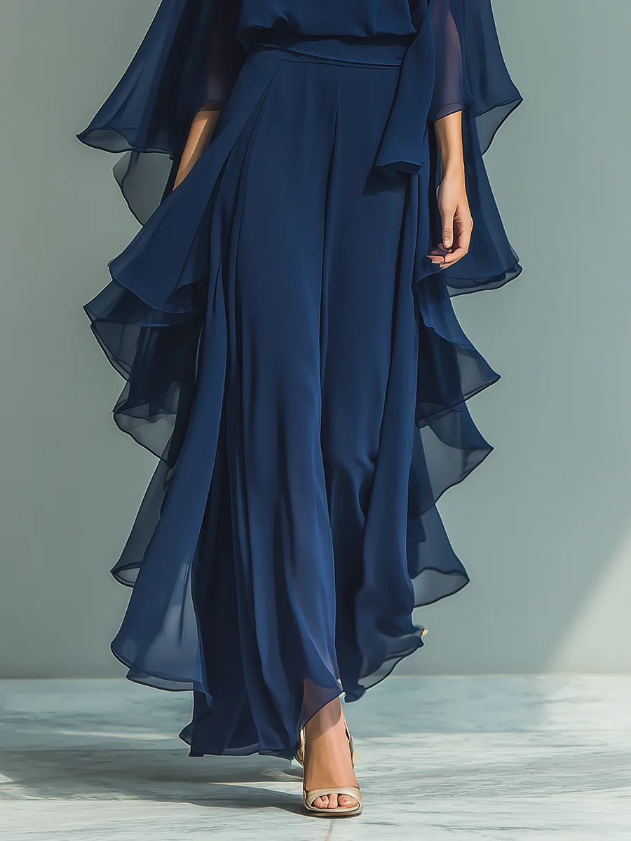Gaia | Completo Elegante in Chiffon con Rouches