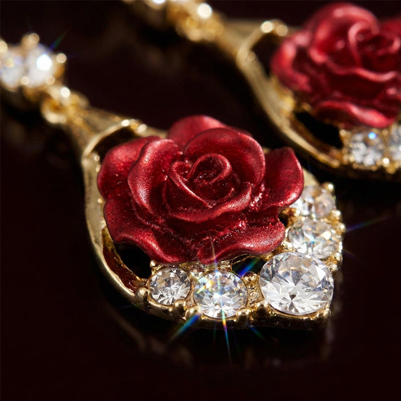 ✨ Orecchini eleganti con rose rosse