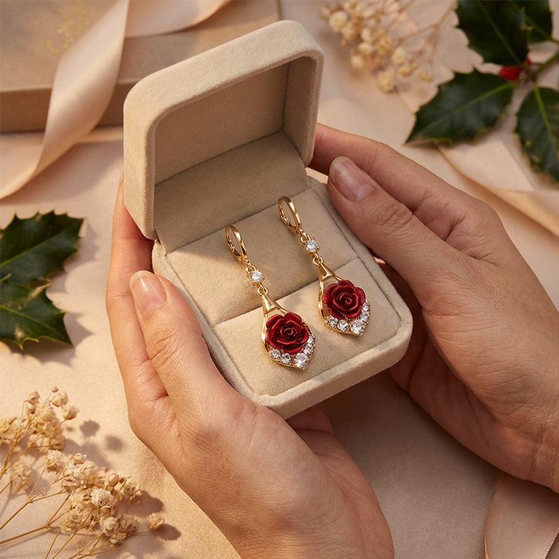 ✨ Orecchini eleganti con rose rosse