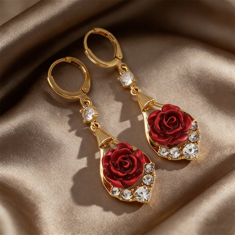 ✨ Orecchini eleganti con rose rosse