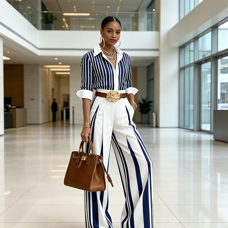 Diletta | Top a Righe e Pantalone Ampio